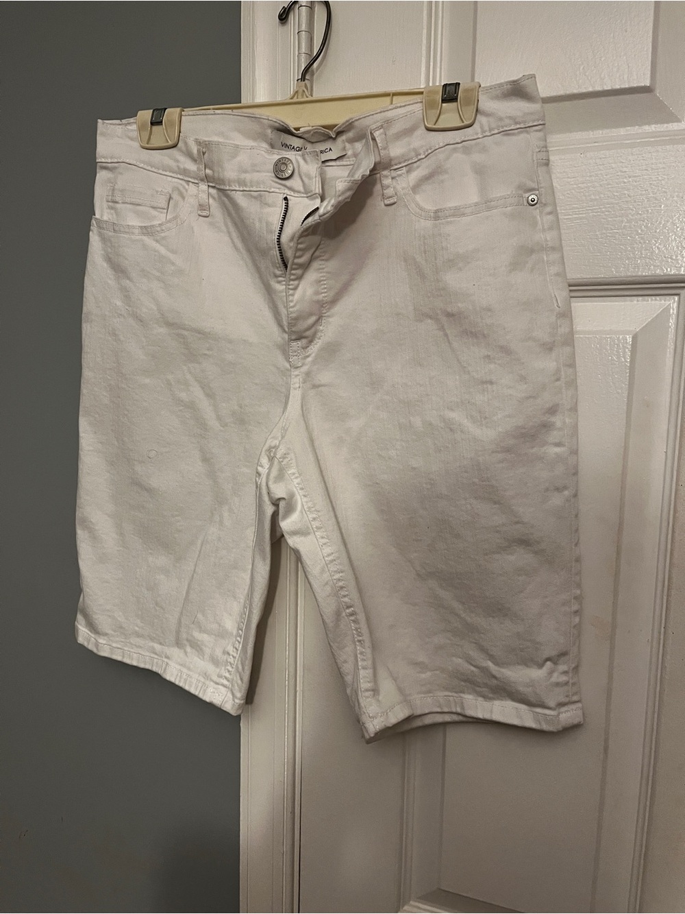 Vintage America White Jean Shorts - Classic Denim Style